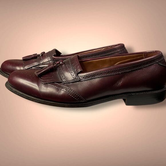 Men\'s ALLEN EDMONDS Bridgeton Dark Burgundy USA Made Tassel Loafers EUC main image 11